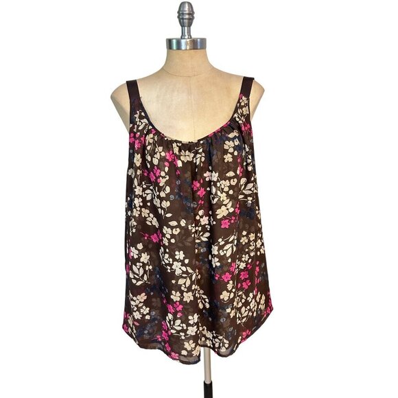 Lane Bryant Brown Floral Polyester Plus Top Size 28 - Picture 1 of 6